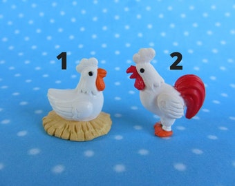 Silicone 3D-molds for miniature hen and rooster. Forms for polymer clay and plastic.