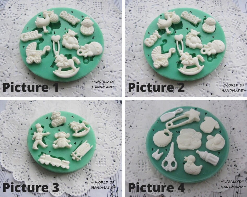 Silicone forms for Scrapbooking on Children's themes of different shapes and sizes. Forms for polymer clay and plastic
