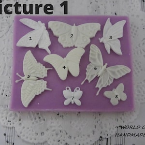 Silicone molds in the form of butterflies of different sizes. Molds for polymer clays and plastics.
