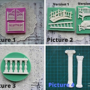 Formy silikonowe do scrapbookingu w formie poręczy, płotów i ławek o różnych kształtach i rozmiarach. Formy do gliny polimerowej i plastiku