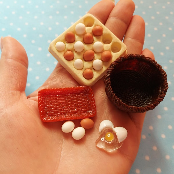 Silicone molds for miniature baskets and eggs of various shapes and sizes. Forms for polymer clay and plastic.
