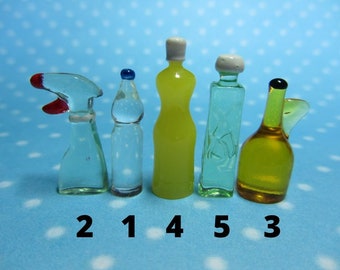 Silicone  3D-molds in the form of bottles of different shapes and sizes (1:12). Molds for polymer clay, epoxy resin (also UV) and plastic.