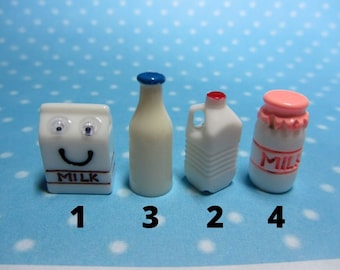 Moldes 3D de silicona en forma de botellas de leche de varias formas y tamaños (1:12). Moldes para arcilla polimérica, resina epoxi (también UV) y plástico.