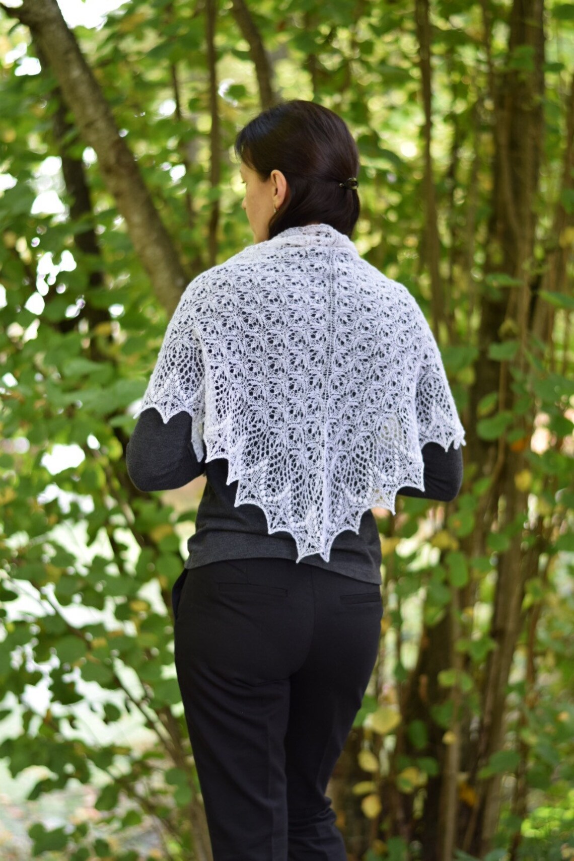Hand knit shawl White shawl merino wool for women hand made Etsy