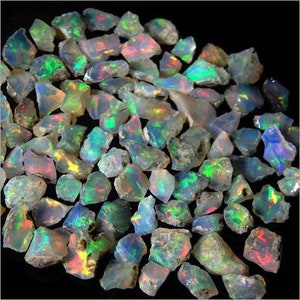 50 Pieces Natural Ethiopian Opal Rough, Loose Opal Rough Stone, Multi Fire Opal, Ethiopian Opal Raw, 3MM To 5MM Size, Opal Rough, Opal Raw