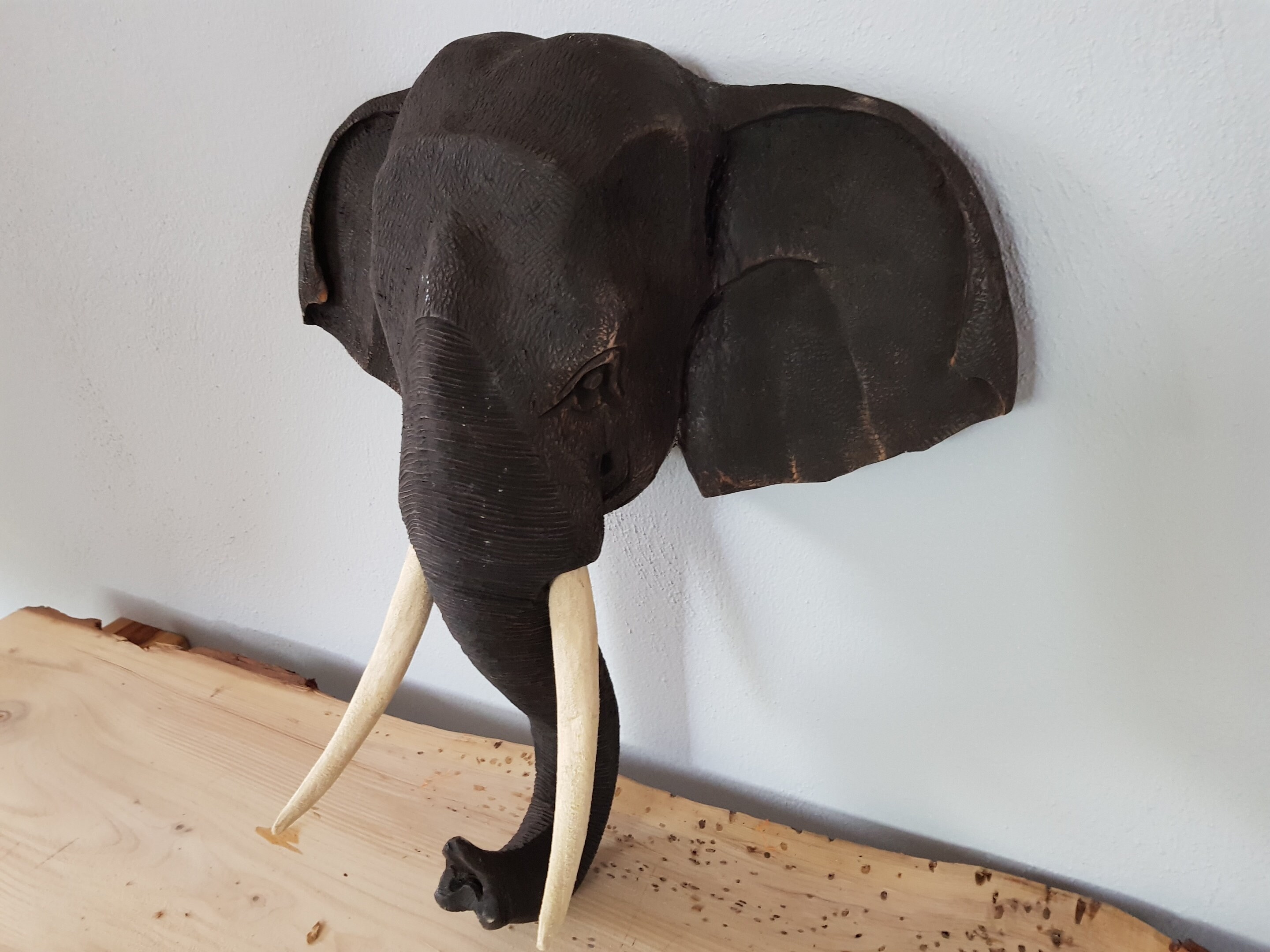 Teak wood carved elephant head Etsy