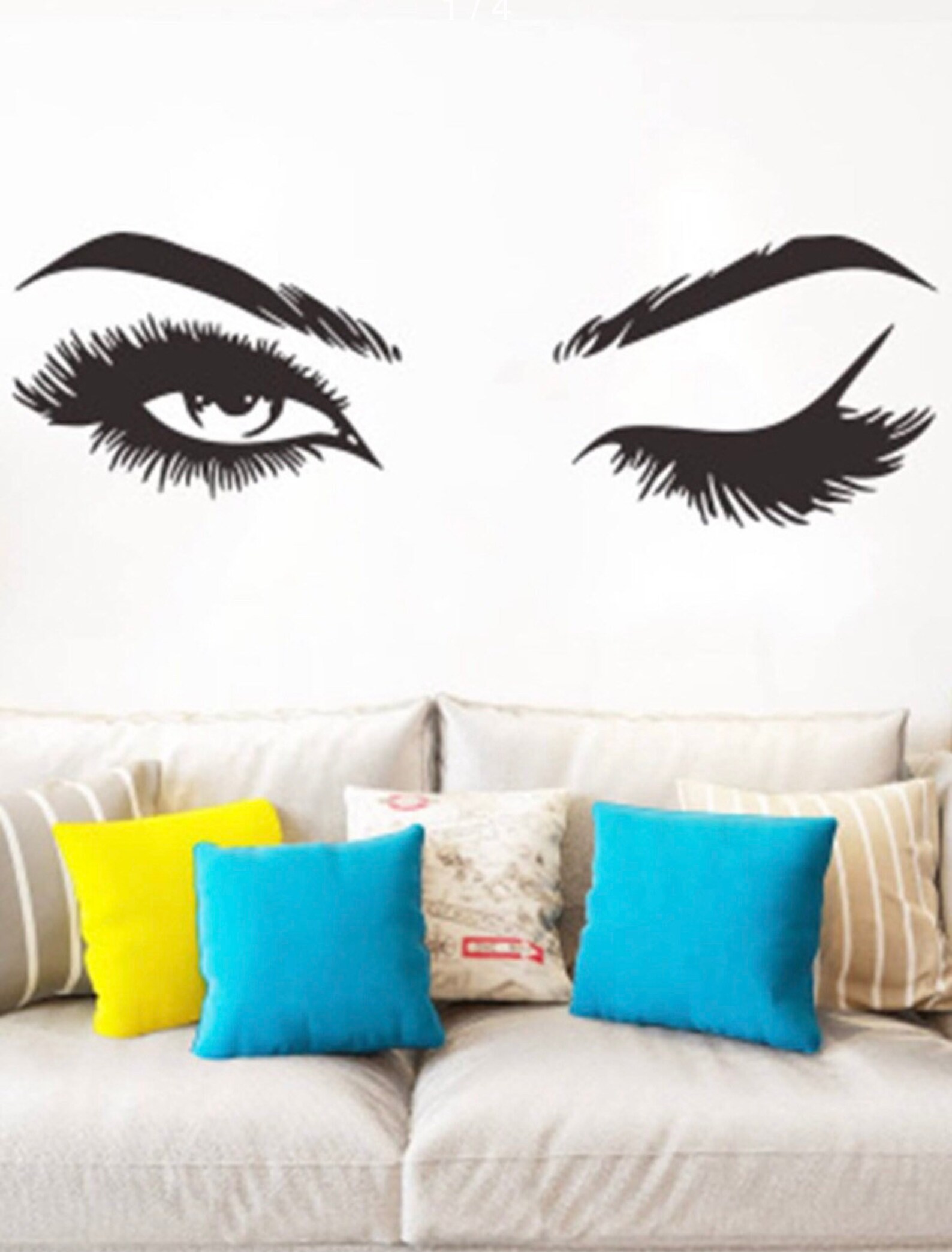 Open/Closed Eyes Wall Decal Black Decal Sticker Wall Art Etsy