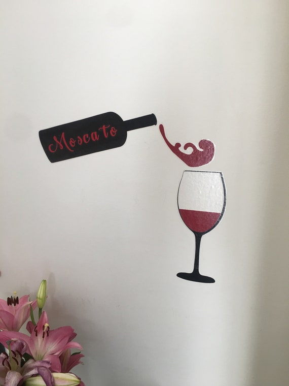 Red Wine Drops Decal Black Bottle Decal Wine Glass Decal Wall Etsy