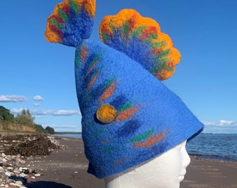 Felted Wool Sauna Hat: Novelty Fish Design