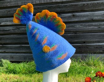 Sauna Hat, Felted Fish Hat, Fantasy Felt Hat