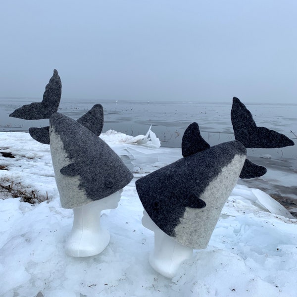 Felted Wool Shark Sauna Hat