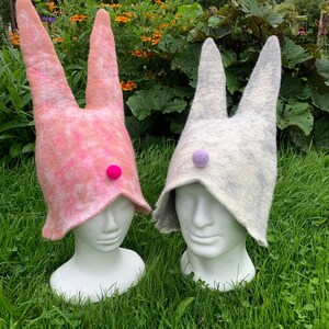 Felted Sauna Spa Tub Hat, Wool Bunny Hat, Sauna Spa Accessories