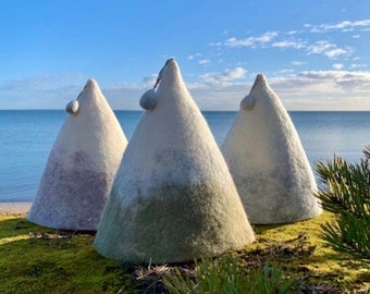 Cappello da sauna in feltro, cappello da montagna di ghiaccio, regalo per gli amanti della montagna, berretto da ghiaccio in feltro, cappello invernale in lana naturale