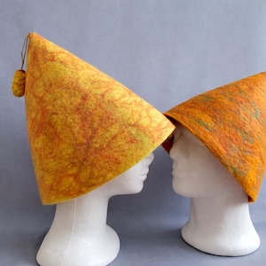 Felted Wool Sauna Hat: Soft Marble Texture