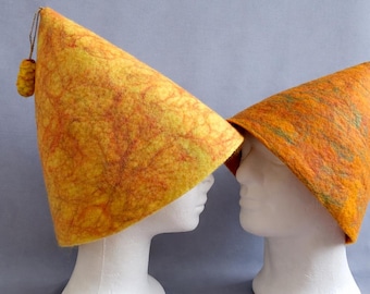 Felted Wool Sauna Hat: Soft Marble Texture