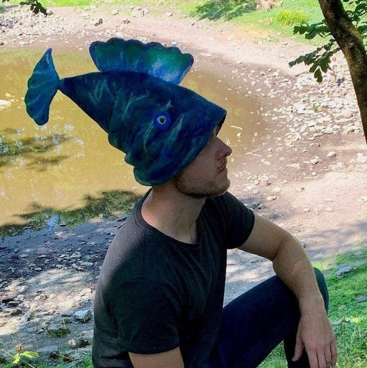 Sauna Hat Felted Fish Hat Handmade Fan 