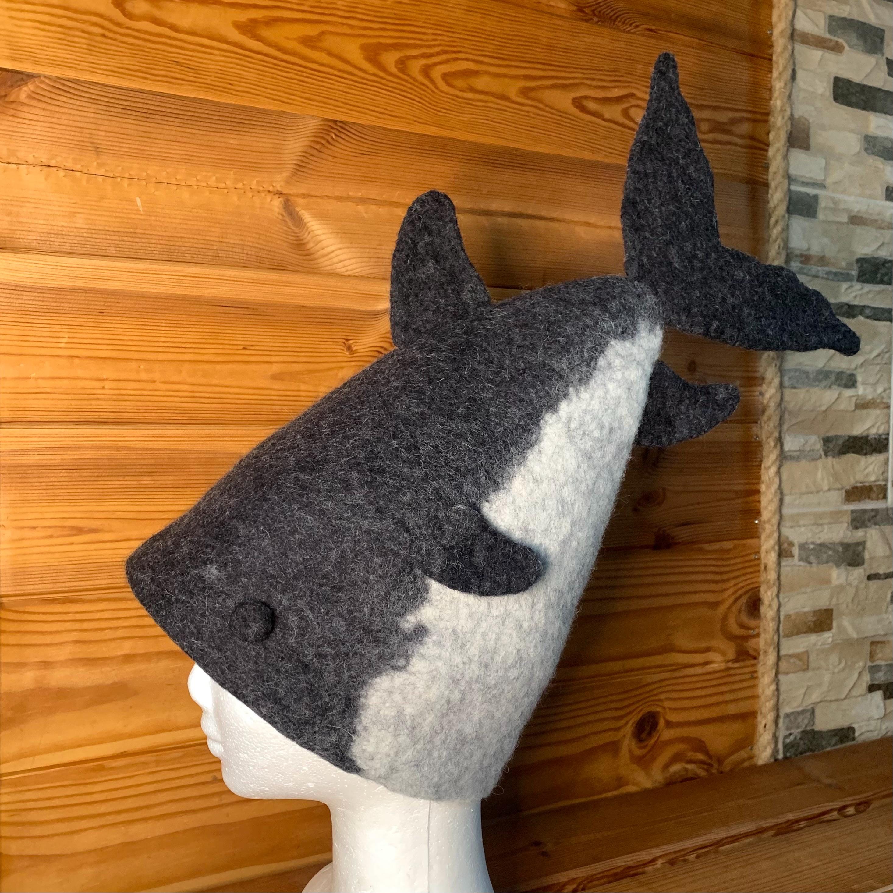 フェルトウールのサメ型サウナハット：手作りの熱保護 - Etsy 日本