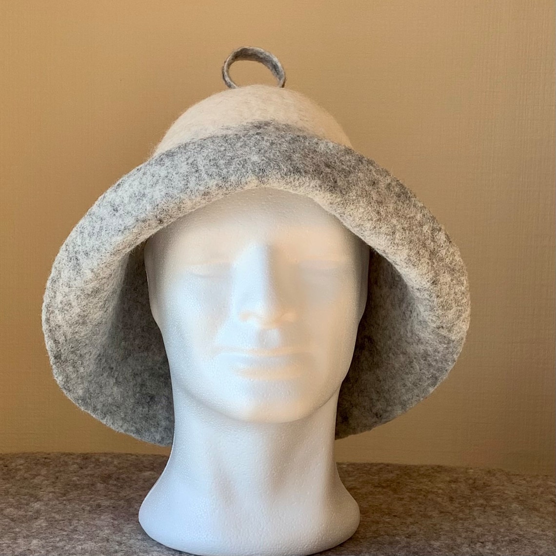 Felted Sauna Hat Natural Wool Sauna Hat White Gray Spa Hat Etsy