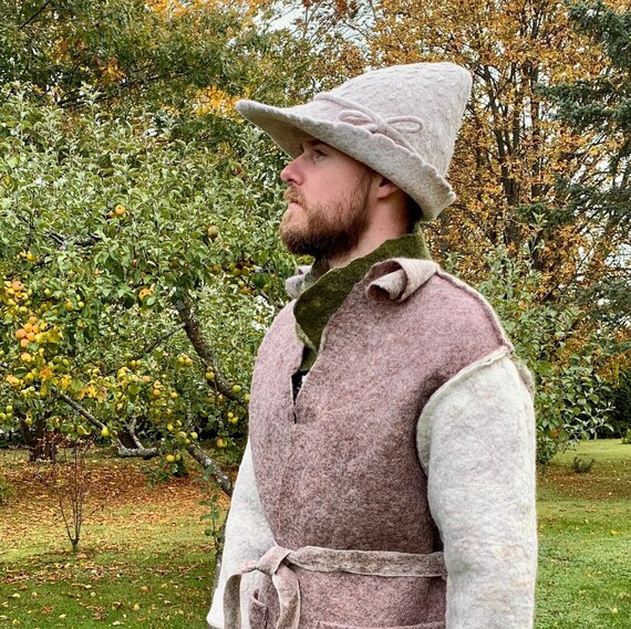 Medieval Felt Hat Grey Archer Hat Robin 