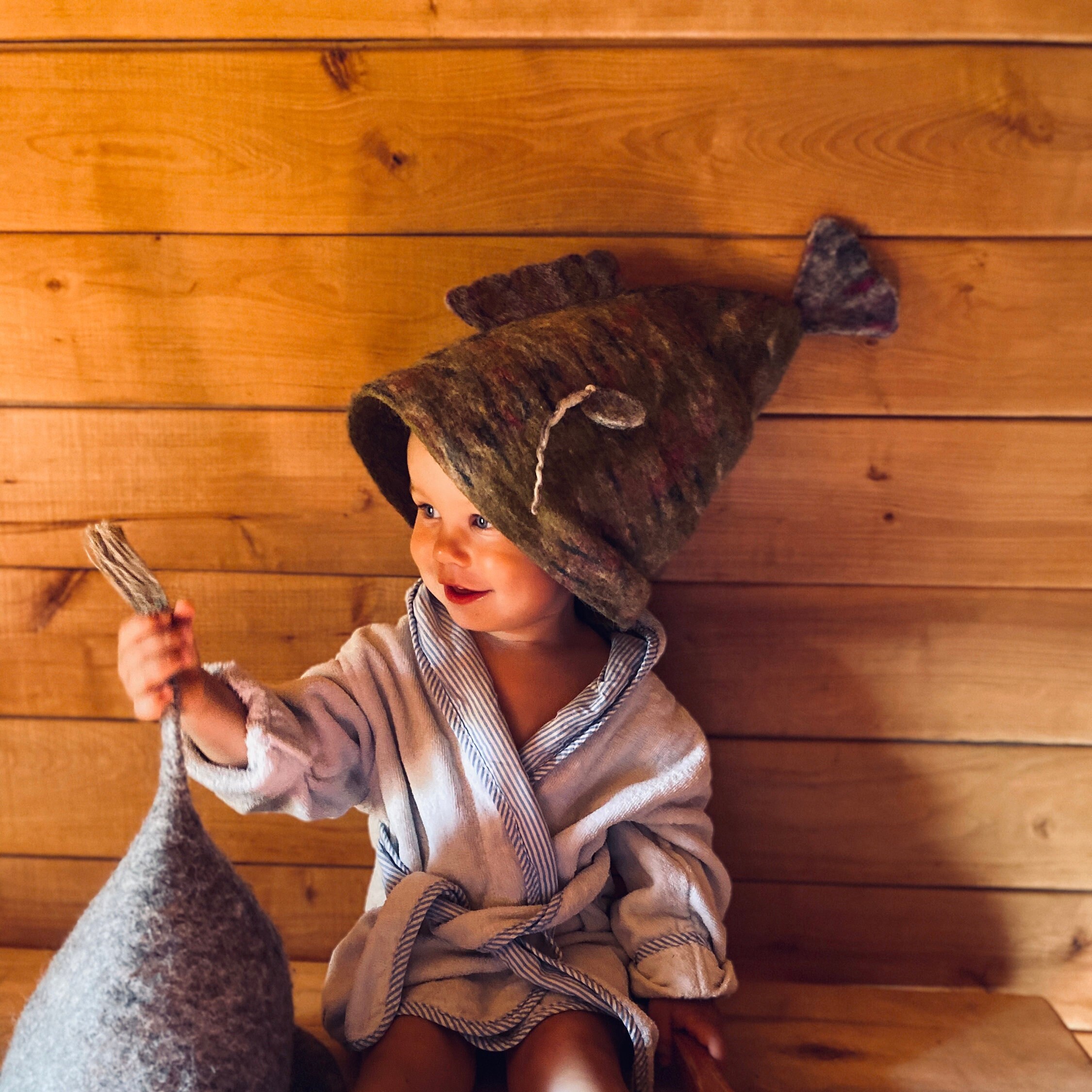 Felted Sauna Hat Fish Shaped Hat Wool 