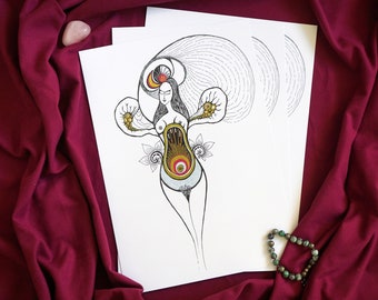 Moon Goddess Selena - print * goddess art * divine feminine art * spiritual art