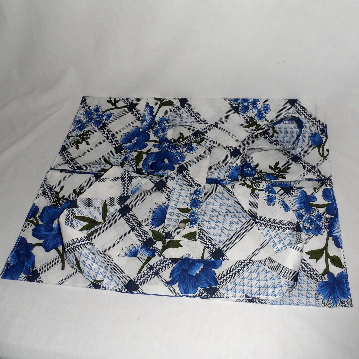 Sac à Tarte en Tissu de Coton Fantaisie Fleurs Bleues