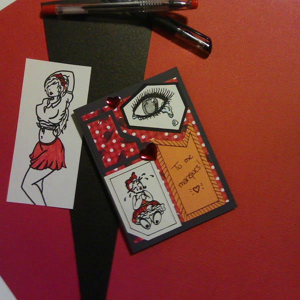 Carte faite main, carte manga, carte St valentin