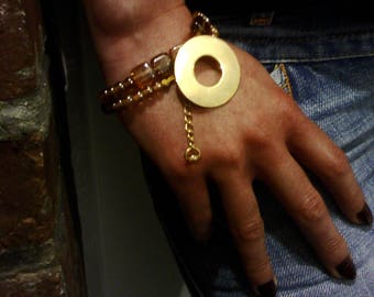 Bracelet perles de verre et metal, bracelet bohème-chic