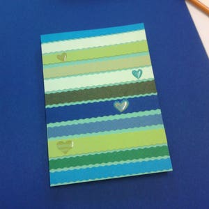Carte faite main, palette bleu-vert, exemplaire unique