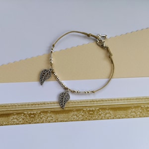 Bracelet for women cotton link and metal beads