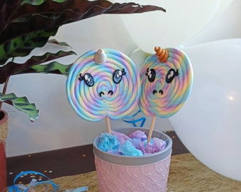 Large customizable decorative unicorn lollipop rainbow pastels xl funfair lollipop candy party decoration giant lollipop