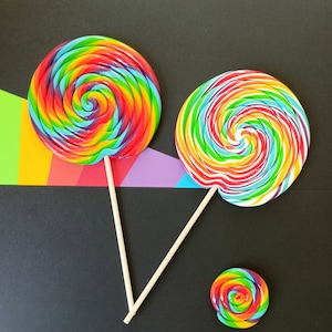 Large decorative multi-colored rainbow lollipop xl funfair lollipop Fimo paste candy party decoration giant lollipop