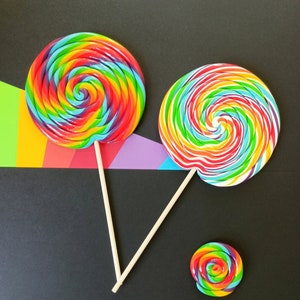 Large decorative rainbow lollipop multicoloured xl funfair lollipop fimo candy party decoration giant lollipop