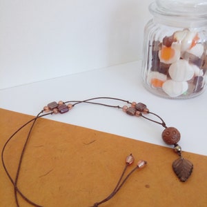 Women's necklace, clay and glass pearl long necklace image 2