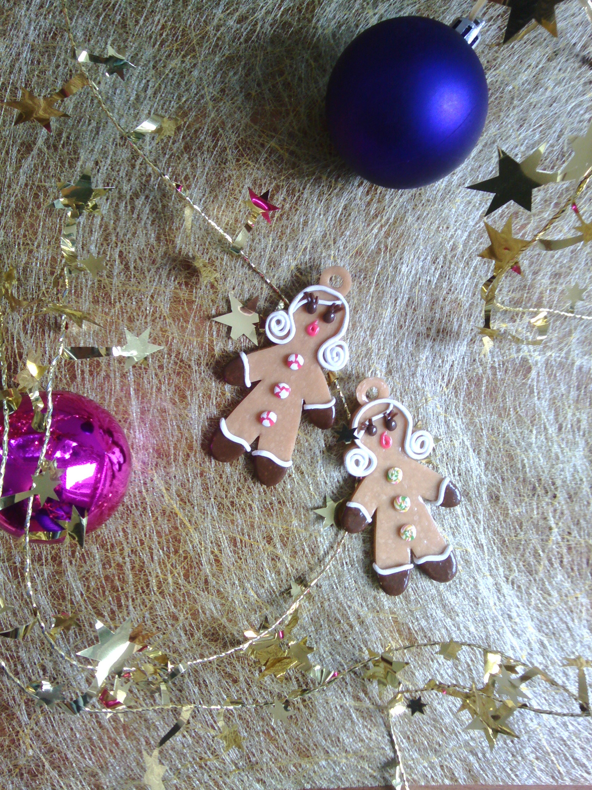 Bonhomme de Pain d'épices, Décoration Noël Mademoiselle d'épices. en Pâte Polymère, Déco Gourmande