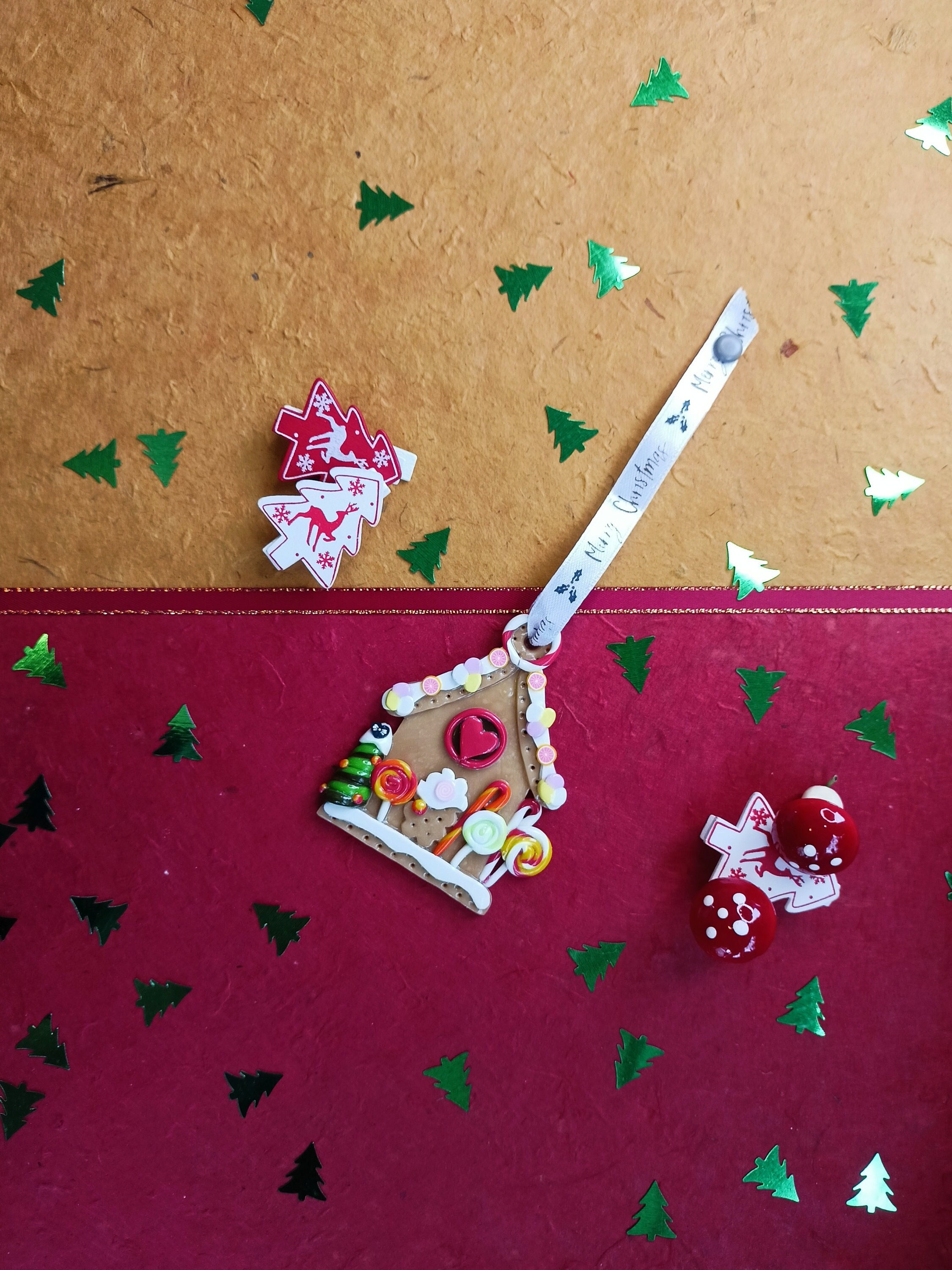 Décoration de Noël Maison Pain d'épices, Bonbons et Sucreries, en Pâte Polymère