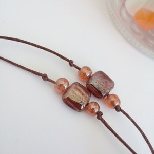 Women's necklace, clay and glass pearl long necklace image 3