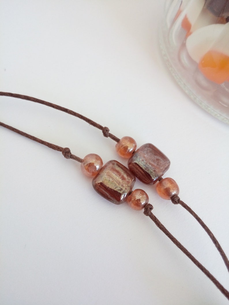 Women's necklace, clay and glass pearl long necklace image 3