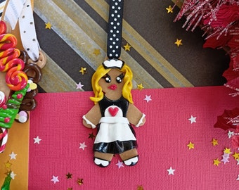 Gingerbread man, Christmas decoration Mademoiselle gingerbread maid version. Gourmet decoration