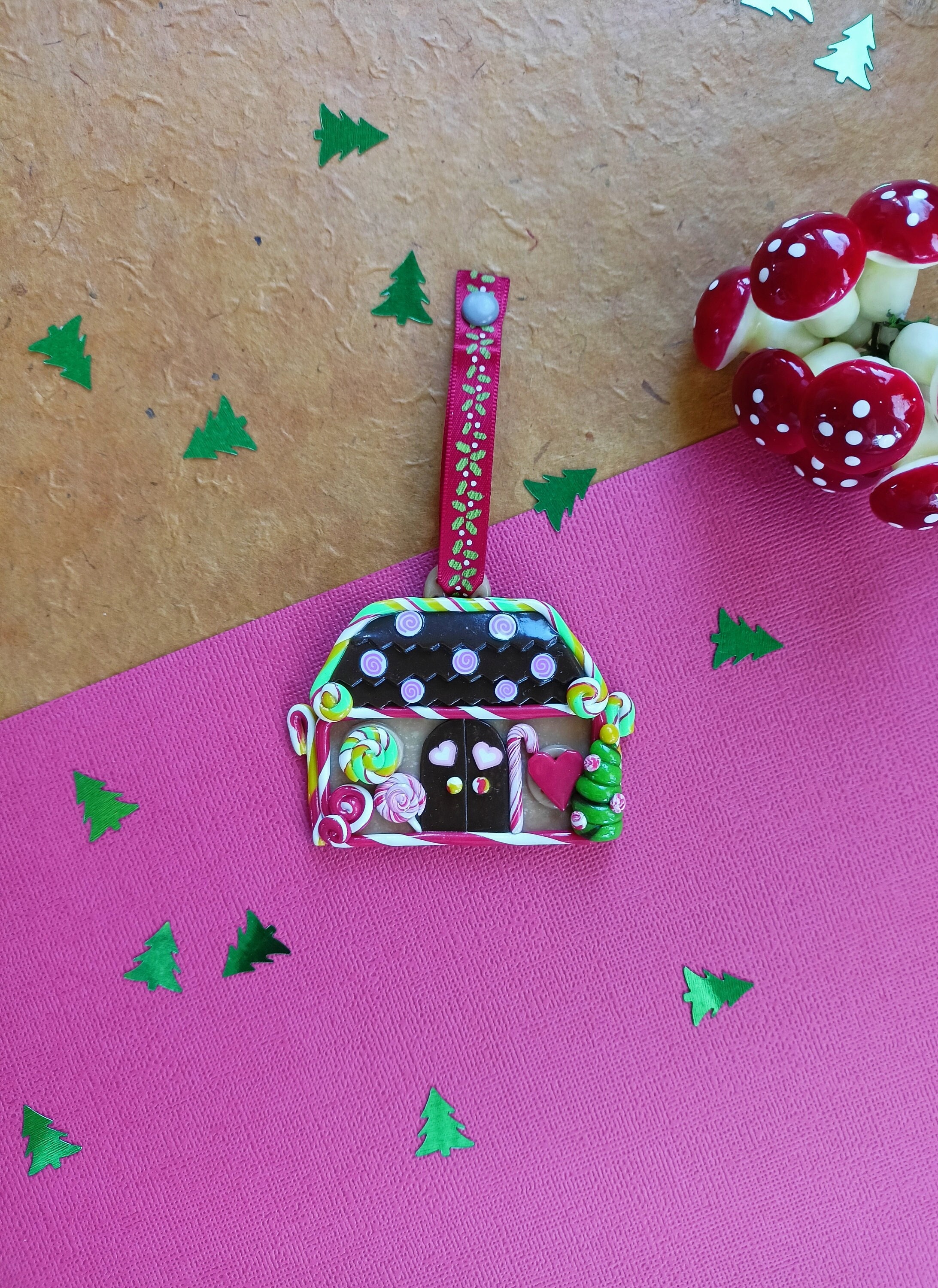 Décoration de Noël Maison Pain d'épices, en Argile Polymère