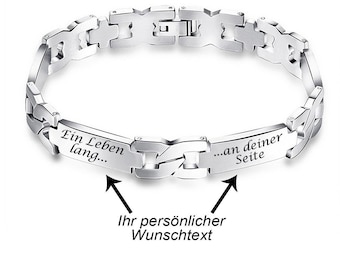 Edelstahlarmband mit Gravurplatte - Armband mit Wunschgravur