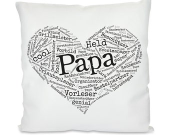 Kissen mit Motiv Modell: Herz aus Worten - Für Papa