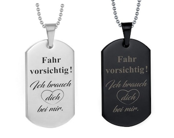 Halskette Dogtag - Fahr vorsichtig