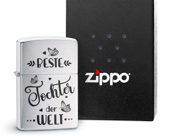 ZIPPO Feuerzeug mit Gravur - BESTE TOCHTER der Welt | Farbauswahl | Geschenkidee: optional mit individueller Rückseitengravur / Wunschgravur