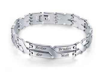 Bester Bruder der Welt Edelstahlarmband mit Gravurplatte - Armband