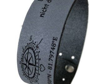 Personalised Engraved Leather Bracelet #07113