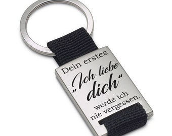 Lieblingsmensch Metall Schlüsselanhänger - Dein erstes „Ich liebe dich" werde ich nie vergessen - Wunschtext Gravur auf Rückseite optional