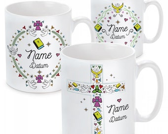 Tasse: Taufe - Kommunion - Konfirmation (personalisierbar)