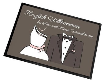 personalisierte Fußmatte | Türmatte mit Wunschtext zur Hochzeit | Brautpaar | innen / außen | Vorleger Haustür/Flur | Geschenk | Einweihung