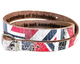 Gravur Lederarmband 50cm, SCHNALLE union jack